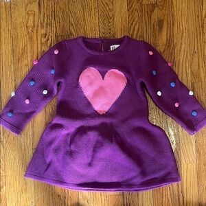 Hatley Purple Knit Dress with Pink Heart